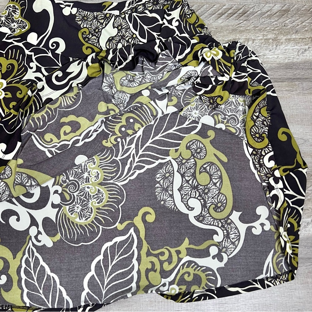Biacci Brown Floral A-Line Mini Skirt Y2K Boho Retro Print Skater‎ Skirt Size M - Picture 6 of 8